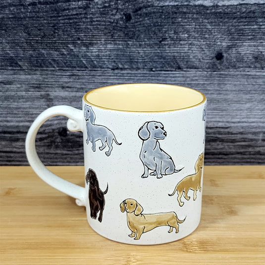 Dachshund Coffee Mug Ceramic Dog Mom Tea Cup Doxie Breed Blue Sky 21oz Embossed