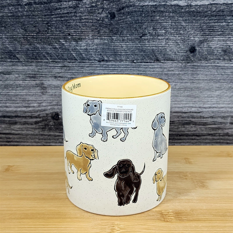 Load image into Gallery viewer, Dachshund Coffee Mug Ceramic Dog Mom Tea Cup Doxie Breed Blue Sky 21oz Embossed
