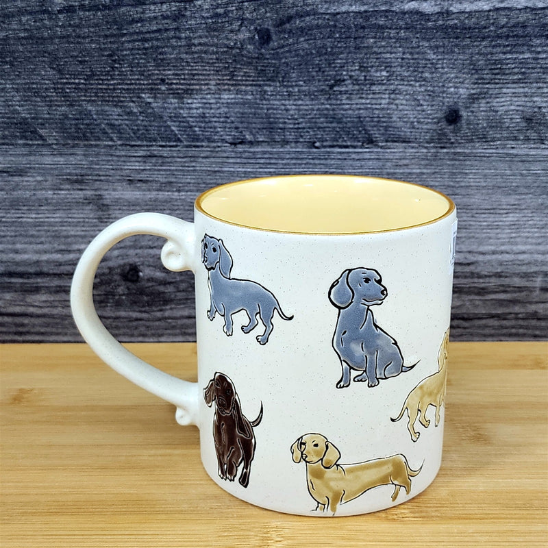 Load image into Gallery viewer, Dachshund Coffee Mug Ceramic Dog Tea Cup Doxie Breed Blue Sky 21oz Embossed
