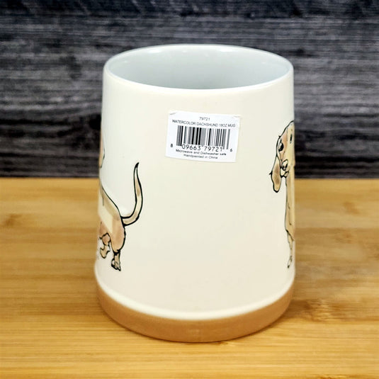 Dachshund Coffee Mug Dog Doxie Breed Tea Cup Blue Sky Ceramic Embossed 18 oz