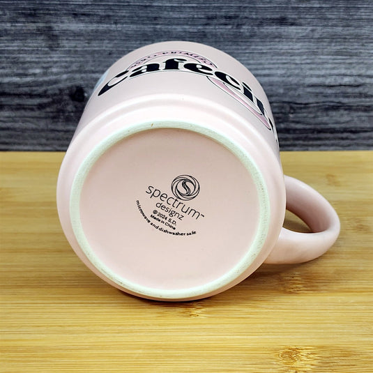 Cafecito Mug Fiesta Spanish Coffee Cup Blue Sky Ceramic Embossed Pink White 18oz