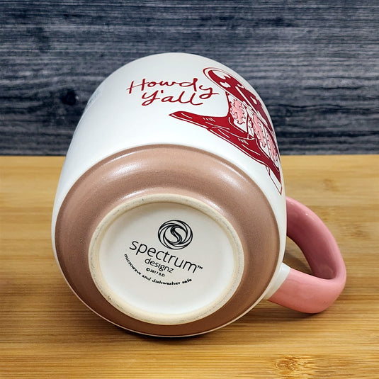 Country Western Coffee Mug Pink Cowgirl Ceramic Tea Cup Blue Sky 18 oz Embossed
