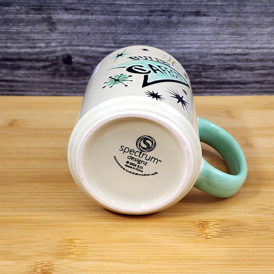 Cafecito Mug Vintage Inspired Spanish Coffee Cup Blue Sky Ceramic Embossed 18 oz