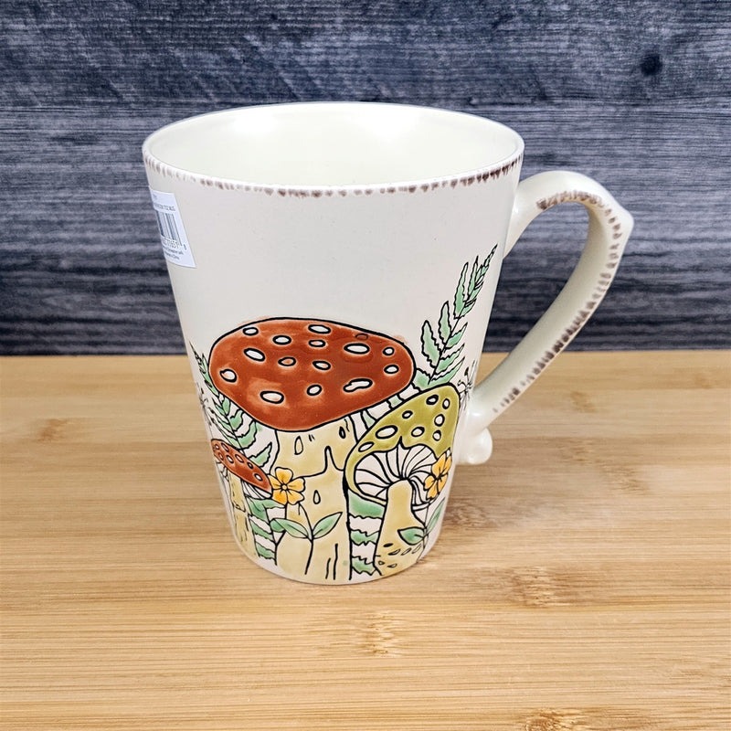 Load image into Gallery viewer, Morel Mushroom Coffee Mug Ceramic Brown Green Floral Garden Tea Cup Blue Sky
