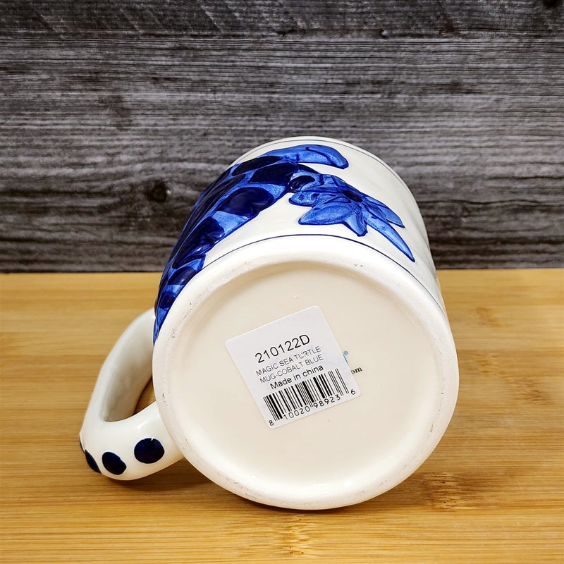 Load image into Gallery viewer, Magic Sea Turtle Cobalt Coffee Mug Embossed Nautical Tea Cup Ceramic by Blue Sky
