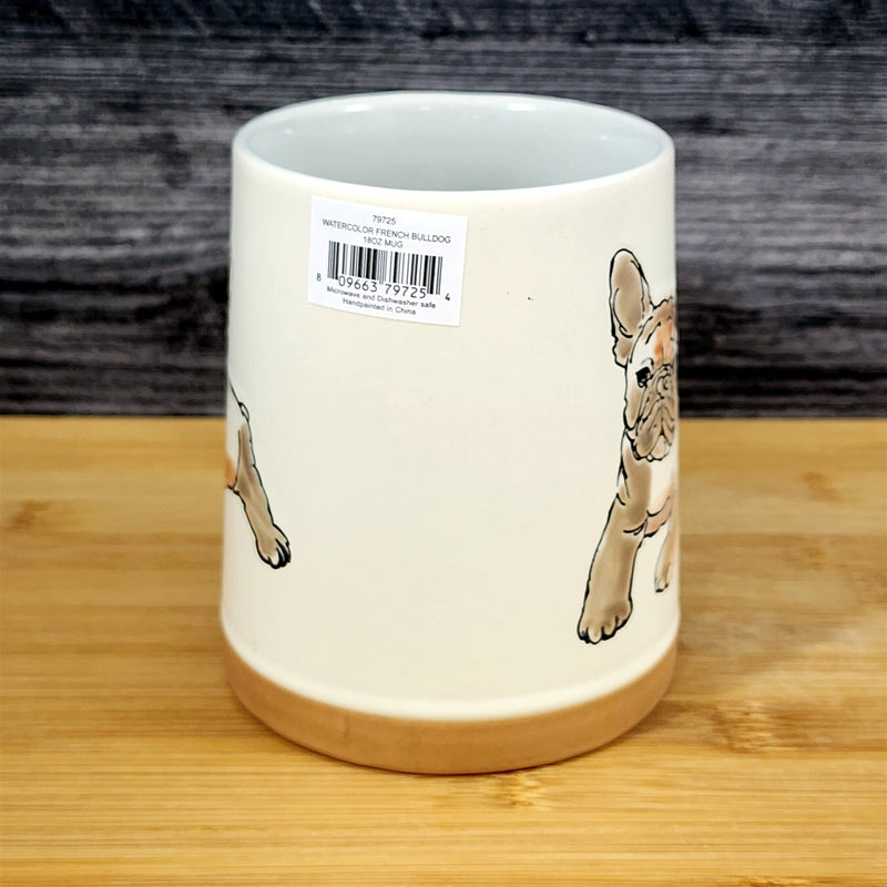 Load image into Gallery viewer, French Bulldog Coffee Mug Ceramic Dog Bully Breed Cup Blue Sky Embossed 18 oz
