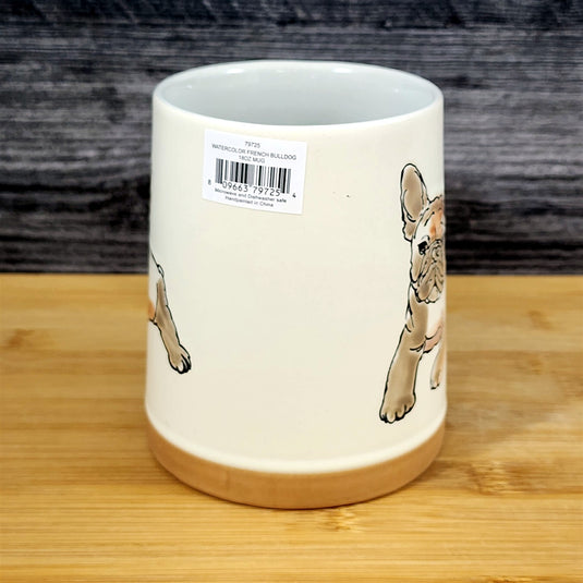 French Bulldog Coffee Mug Ceramic Dog Bully Breed Cup Blue Sky Embossed 18 oz