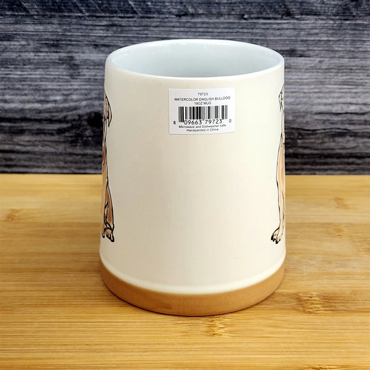 English Bulldog Coffee Mug Ceramic Dog Bully Breed Cup Blue Sky Embossed 18 oz