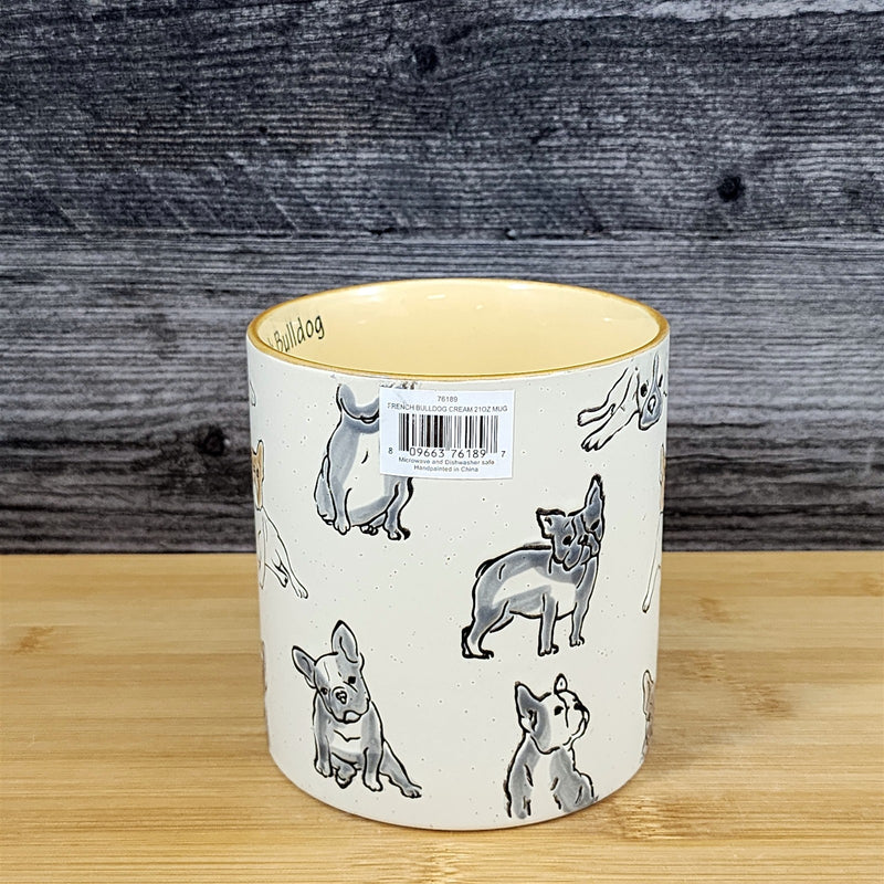 Load image into Gallery viewer, French Bulldog Coffee Mug Ceramic Dog Tea Cup Bully Breed Blue Sky 21oz Embossed
