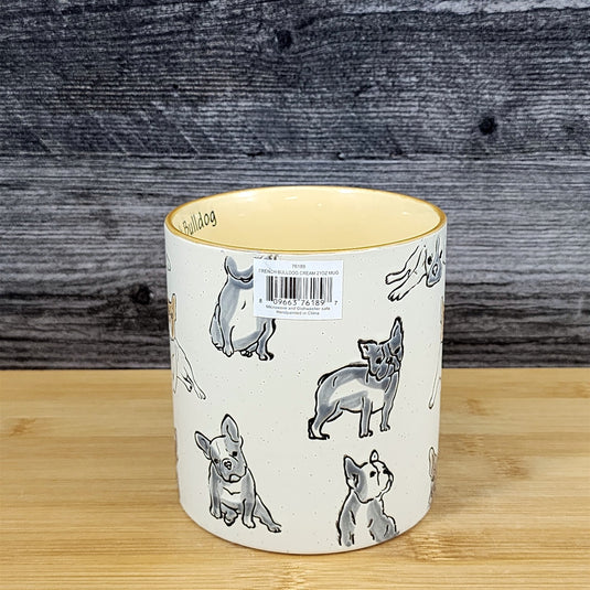 French Bulldog Coffee Mug Ceramic Dog Tea Cup Bully Breed Blue Sky 21oz Embossed