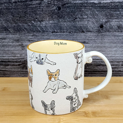 French Bulldog Coffee Mug Ceramic Dog Mom Tea Cup Bully Breed Blue Sky 21oz