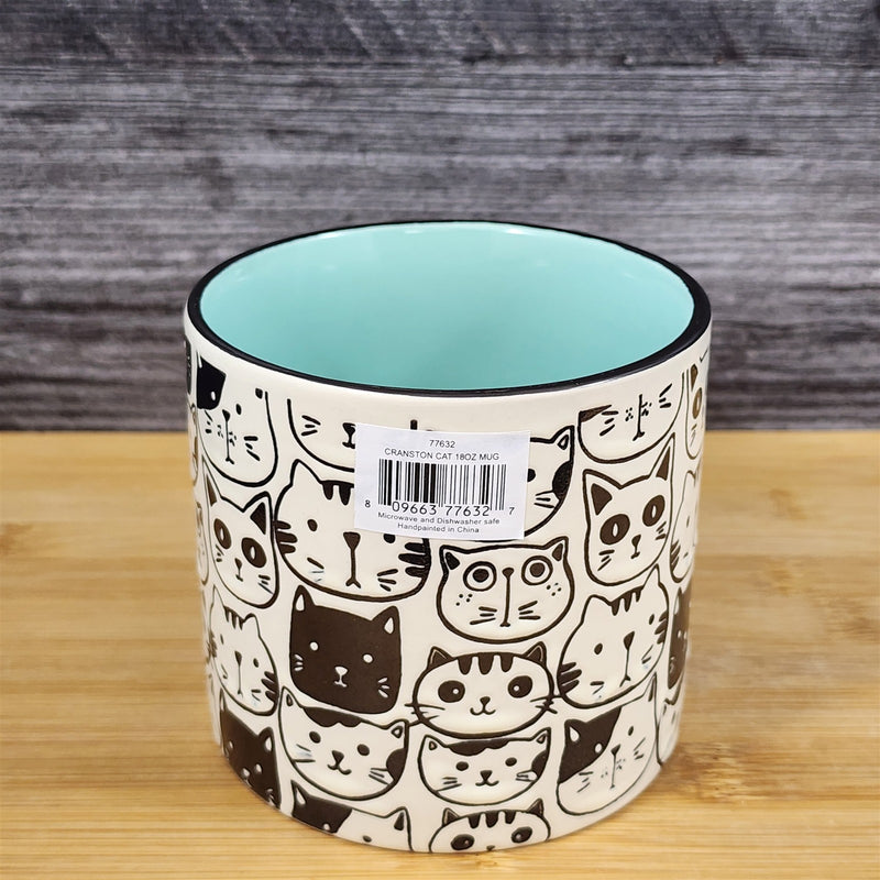 Load image into Gallery viewer, Cat Face Ceramic Coffee Mug 18oz Black Tea Cup Embossed by Blue Sky
