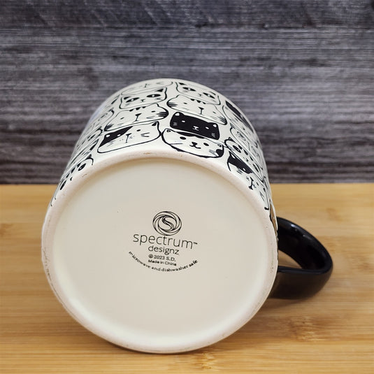 Cat Face Ceramic Coffee Mug 18oz Black Tea Cup Embossed by Blue Sky