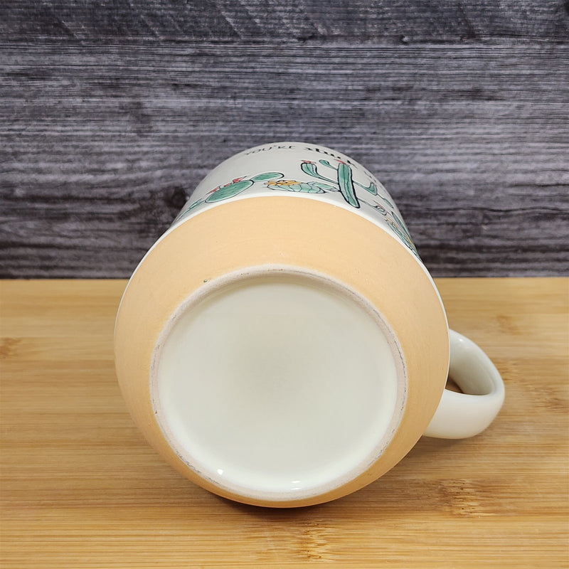 Load image into Gallery viewer, Cactus Embossed Coffee Mug Cup Saying "Your Stuck With Me" by Blue Sky Ceramic
