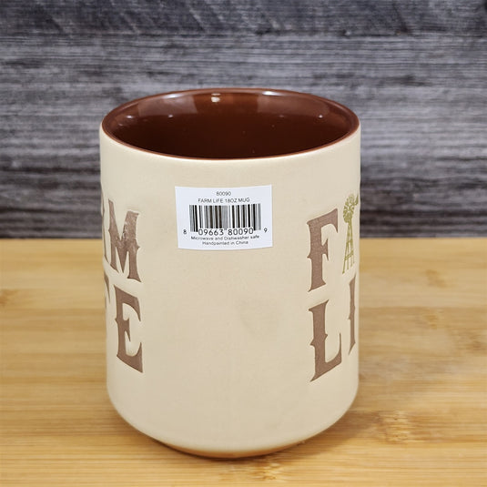 Farm Life Coffee Mug Country Living Windmill Rustic Ceramic Cup Blue Sky 18oz