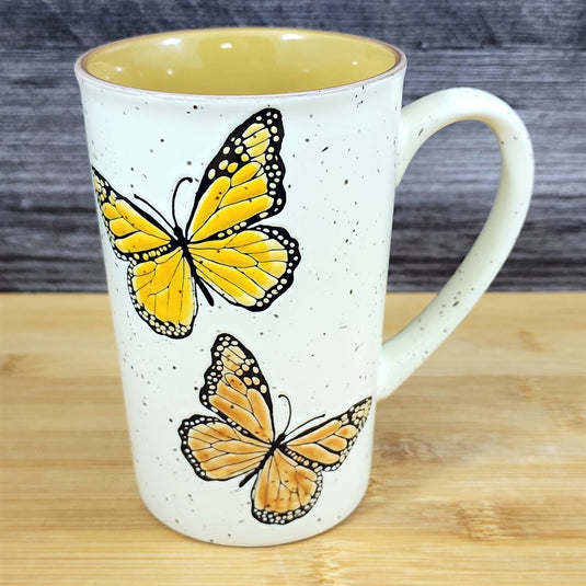Monarch Butterfly Embossed Mug Blue Sky Ceramic Nature 18oz Tall Tea Coffee Cup