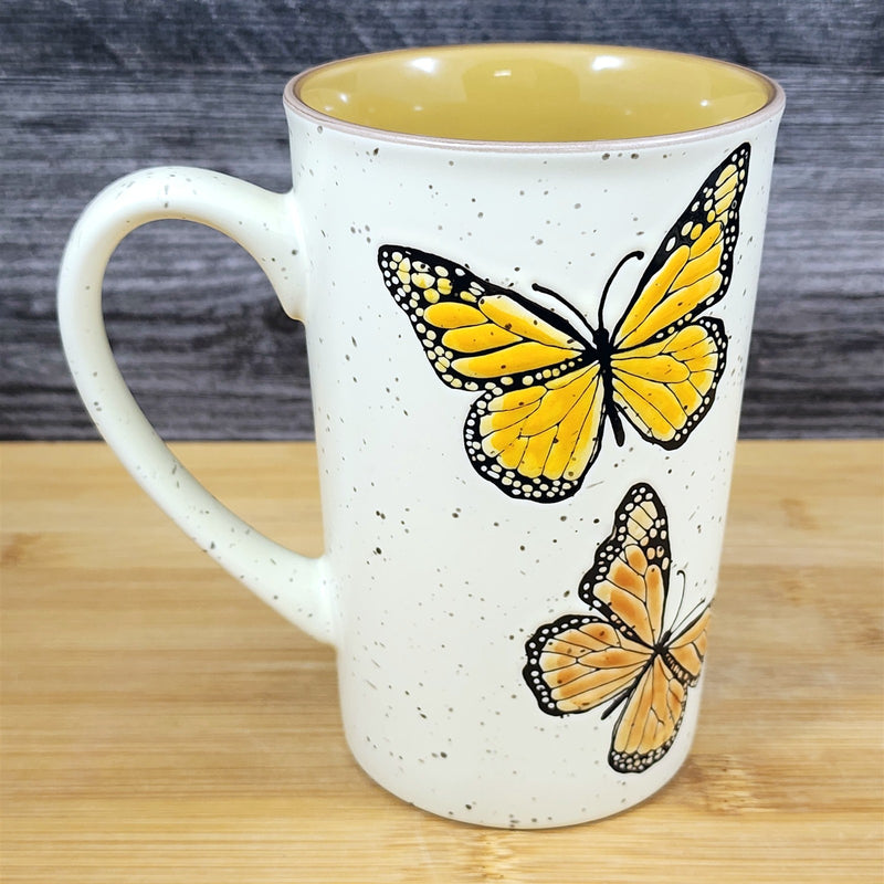 Load image into Gallery viewer, Monarch Butterfly Embossed Mug Blue Sky Ceramic Nature 18oz Tall Tea Coffee Cup
