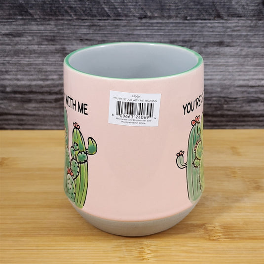 Cactus Saying Embossed Coffee Mug Cup "Your Stuck With Me" by Blue Sky Ceramic