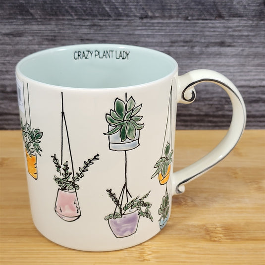 Crazy Plant Lady Floral Coffee Mug 21 oz Embossed Tea Cup Ceramic by Blue Sky