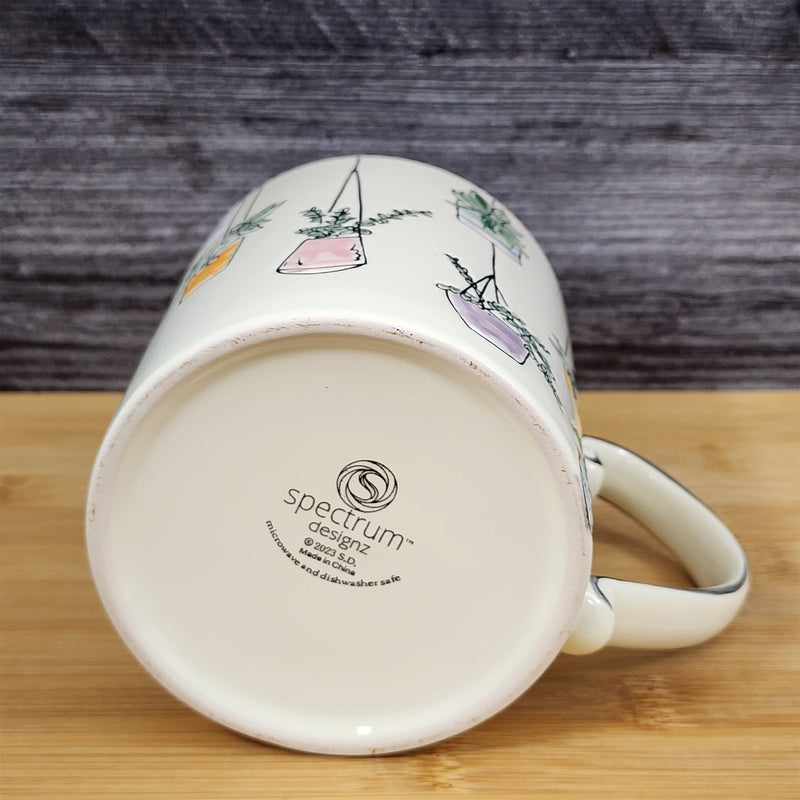 Load image into Gallery viewer, Crazy Plant Lady Floral Coffee Mug 21 oz Embossed Tea Cup Ceramic by Blue Sky
