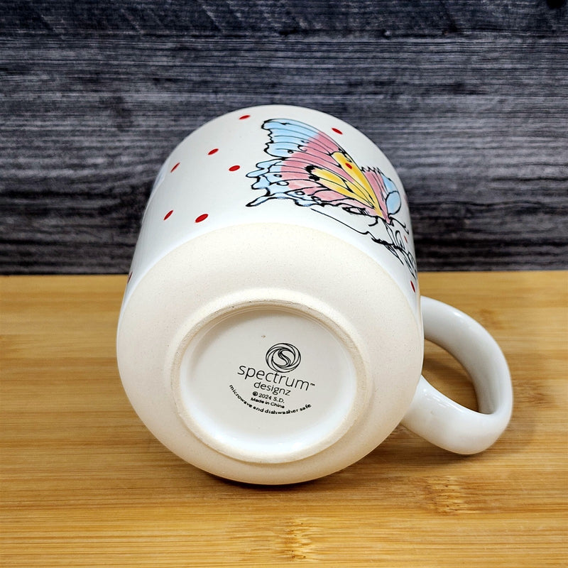 Load image into Gallery viewer, Butterfly Embossed Artwork Coffee Mug Ceramic Nature Pink Tea Cup Blue Sky 19oz
