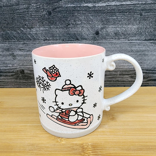 Hello Kitty Winter Sport Sledding Coffee Mug Blue Sky Ceramic Holiday Tea Cup