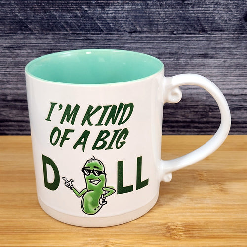 Big Dill Mug, Funny Pickle Humor Coffee Tea Cup 21oz Ceramic Blue Sky