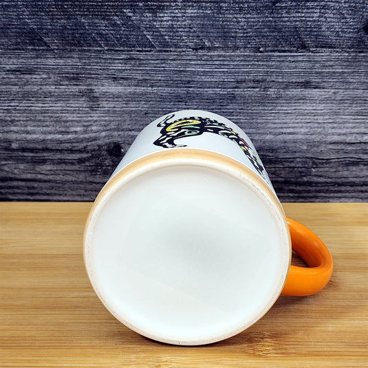Halloween Day of the Dead Whimsical Cat Coffee Mug Orange Ceramic Cup Blue Sky