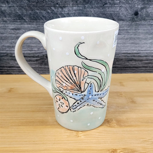 Whimsical Star Fish Coffee Mug Marine Ocean Coral Life Cup Blue Sky Ceramic 18oz