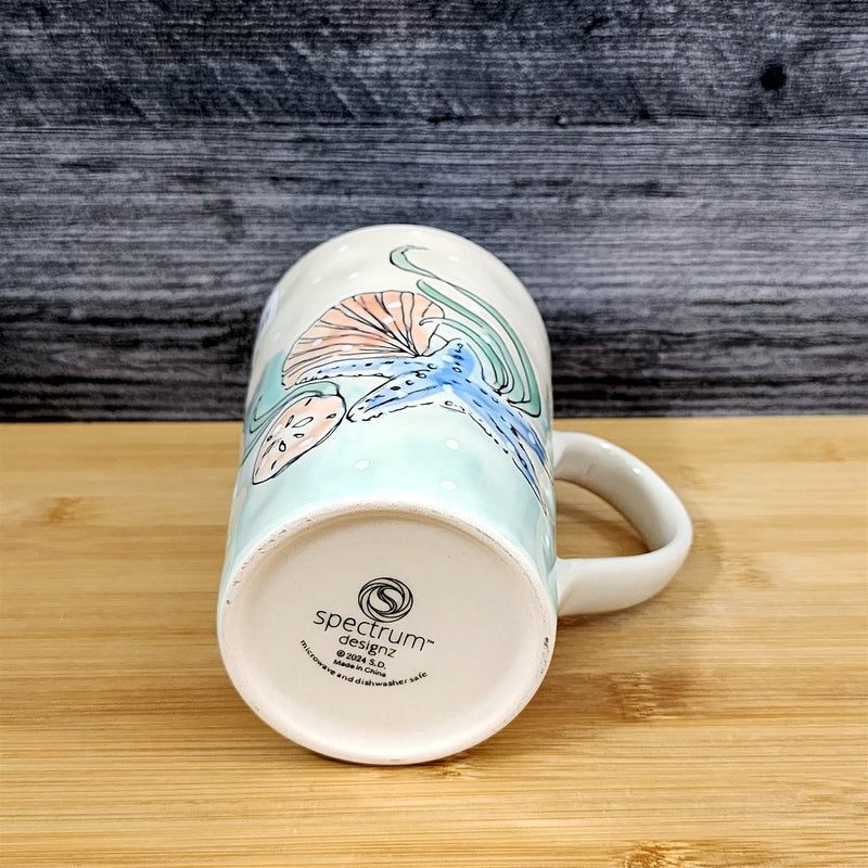 Load image into Gallery viewer, Whimsical Star Fish Coffee Mug Marine Ocean Coral Life Cup Blue Sky Ceramic 18oz
