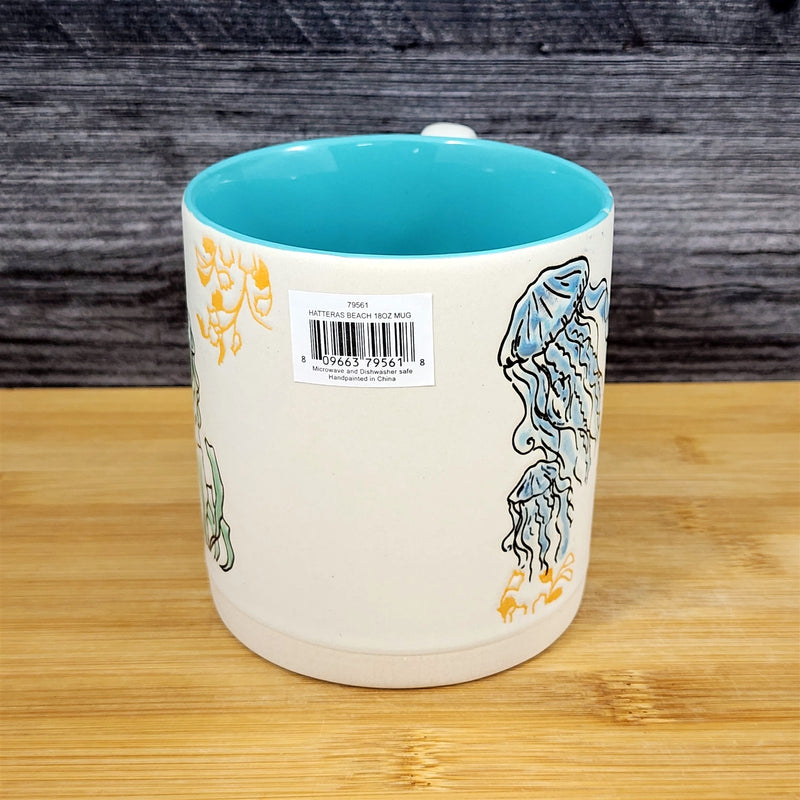 Load image into Gallery viewer, Whimsical Jellyfish Coffee Mug Marine Ocean Coral Life Cup Blue Sky Ceramic 18oz
