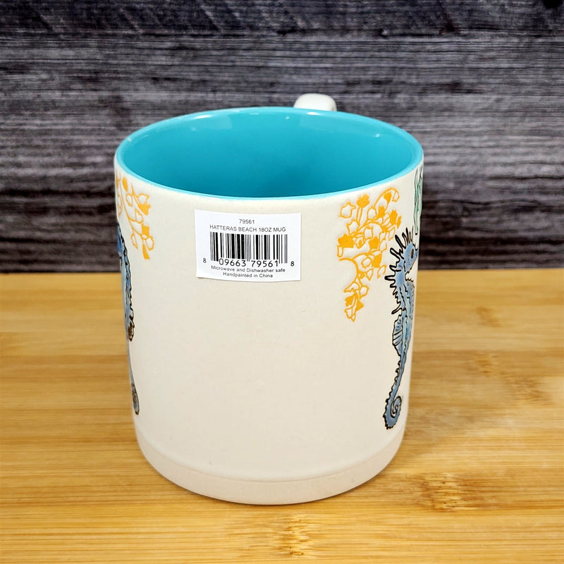 Load image into Gallery viewer, Whimsical Seahorses Coffee Mug Marine Ocean Coral Life Cup 18oz Blue Sky Ceramic
