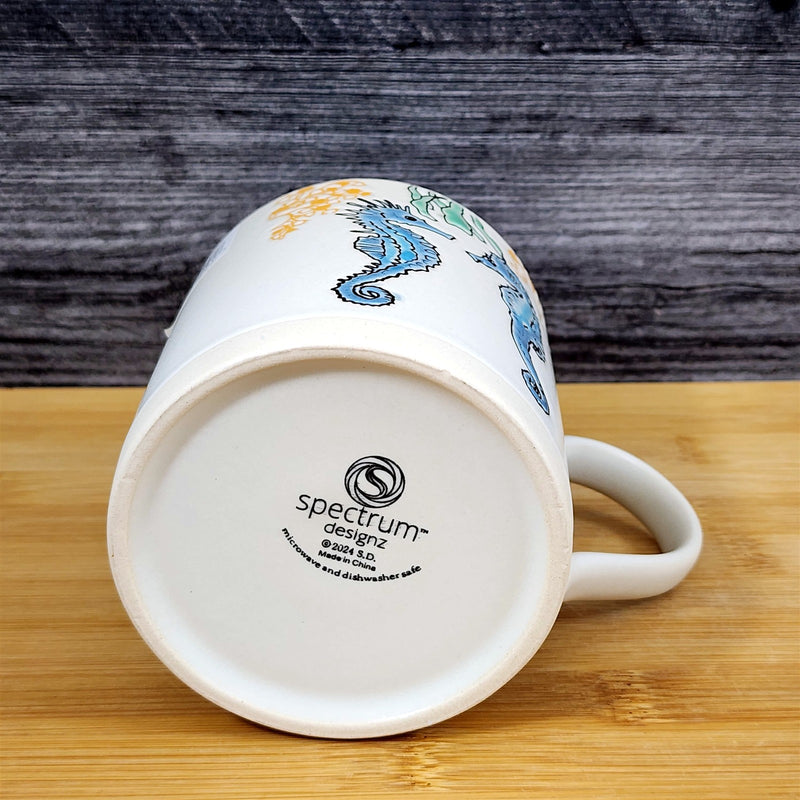 Load image into Gallery viewer, Whimsical Seahorses Coffee Mug Marine Ocean Coral Life Cup 18oz Blue Sky Ceramic
