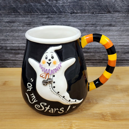 Halloween Coffee Mug Black Oh My Stars Ghost Tea Cup Blue Sky Heather Goldminc