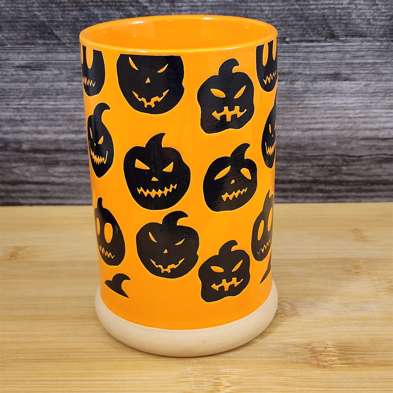 Load image into Gallery viewer, Pumpkin Halloween Coffee Mug Orange Black Jack-O-Lantern Tea Cup 20oz Blue Sky
