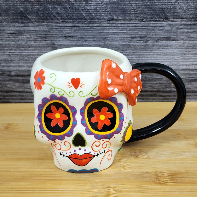 Load image into Gallery viewer, Halloween Day of the Dead Skull Coffee Mug Tea Cup Blue Sky Heather Goldminc
