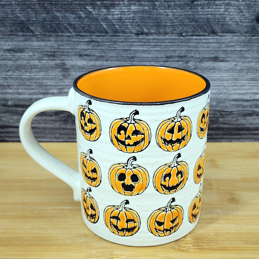 Halloween Pumpkin Coffee Mug Jack-o-Lanterns Faces Tea Cup 16oz by Blue Sky