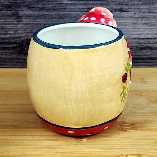 Nature Lovers Mushroom Toadstool Coffee Mug 3D Ceramic Tea Cup Blue Sky Ladybug