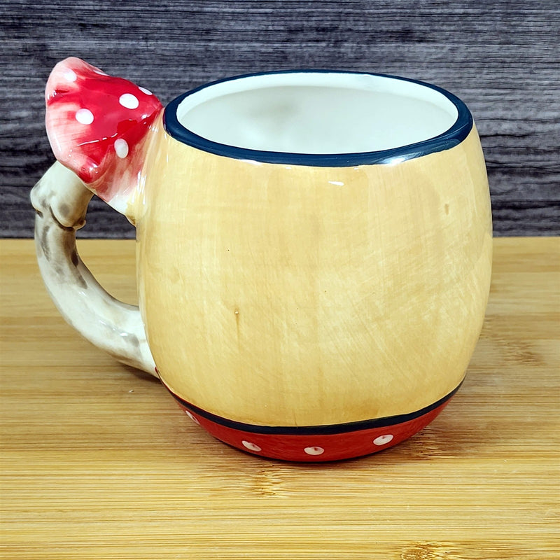 Load image into Gallery viewer, Nature Lovers Mushroom Toadstool Coffee Mug 3D Ceramic Tea Cup Blue Sky Ladybug
