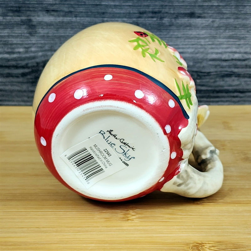 Load image into Gallery viewer, Nature Lovers Mushroom Toadstool Coffee Mug 3D Ceramic Tea Cup Blue Sky Ladybug
