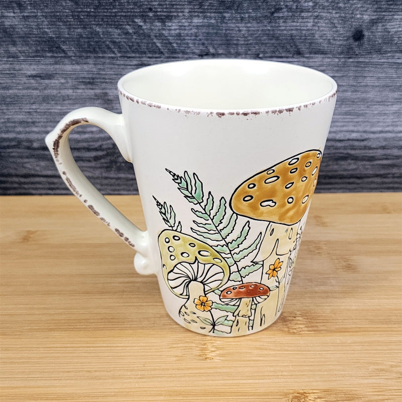 Load image into Gallery viewer, Mushroom Morel Coffee Mug Brown Green Botanical Floral Ceramic Tea Cup Blue Sky
