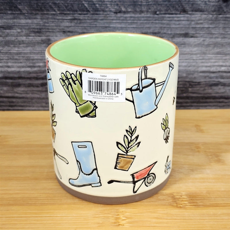 Load image into Gallery viewer, Hobby Gardener Coffee Mug Embossed Garden Tools flowers Pot Cup 21oz Blue Sky
