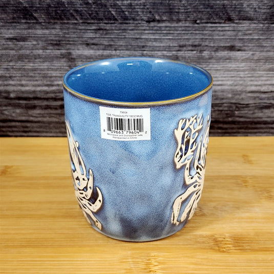 Crab Coffee Mug Marine Ocean Coral Life Cup 18oz Blue Sky Ceramic Embossed