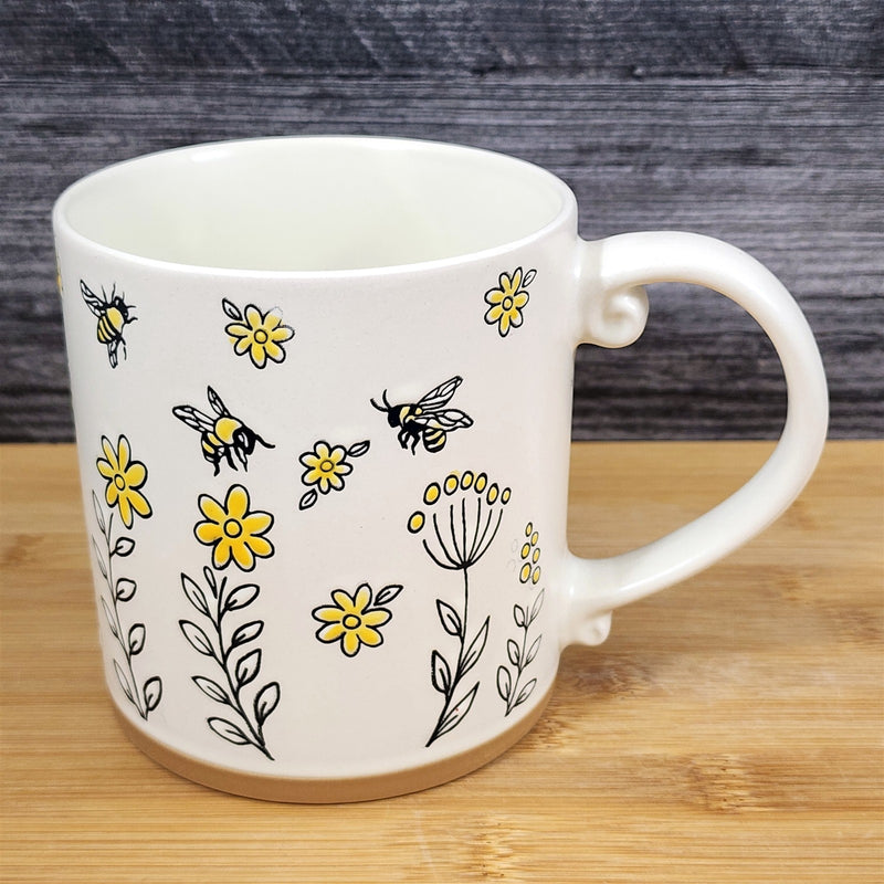 Load image into Gallery viewer, Bumble Bee Coffee Mug Cottagecore Wildflower Nature Garden Ceramic Cup Blue Sky
