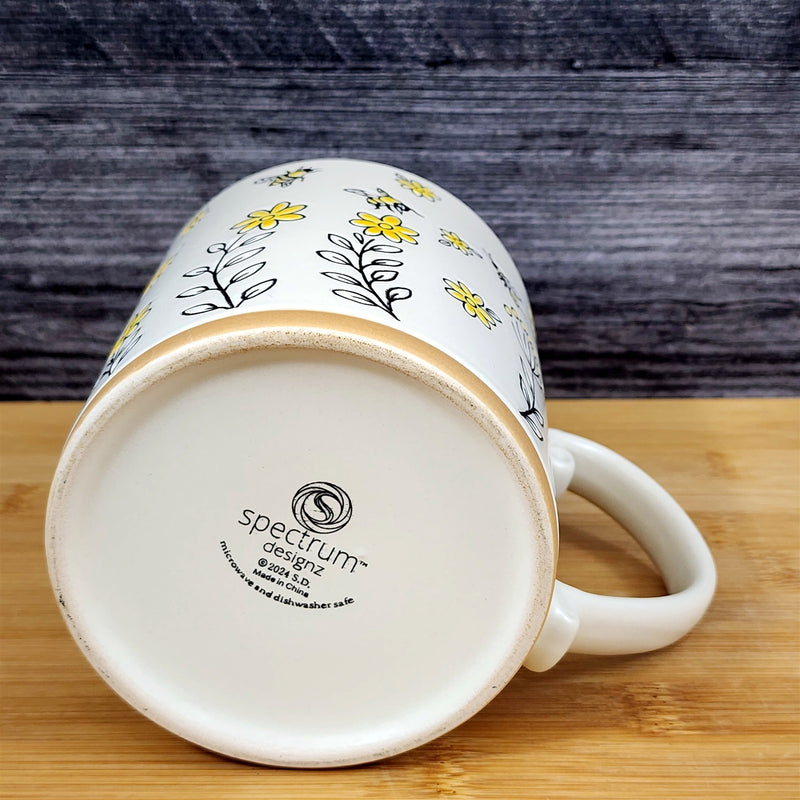 Load image into Gallery viewer, Bumble Bee Coffee Mug Cottagecore Wildflower Nature Garden Ceramic Cup Blue Sky
