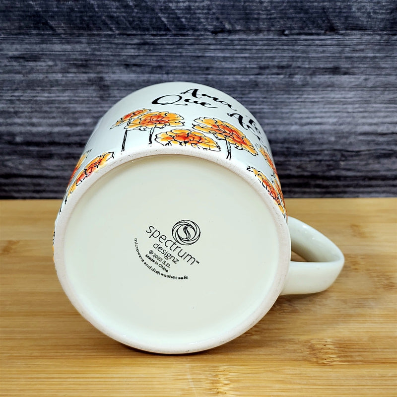 Load image into Gallery viewer, Spanish Ama Lo Que Aces Coffee Mug &quot;Love What You Love&quot; Flower Art Cup Blue Sky

