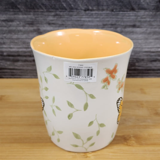 Monarch Butterfly Floral Coffee Mug Yellow Interior Ceramic Tea Cup Blue Sky