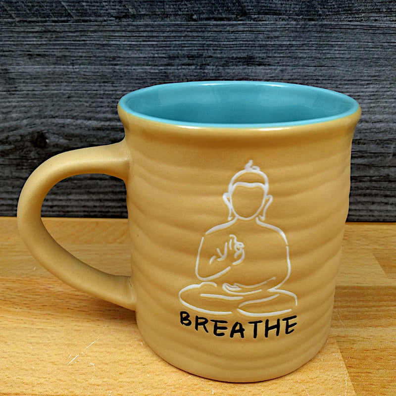 Load image into Gallery viewer, Buddha Coffee Mug Breathe, Mindful Meditation Yoga Spiritual Tea Cup Blue Sky
