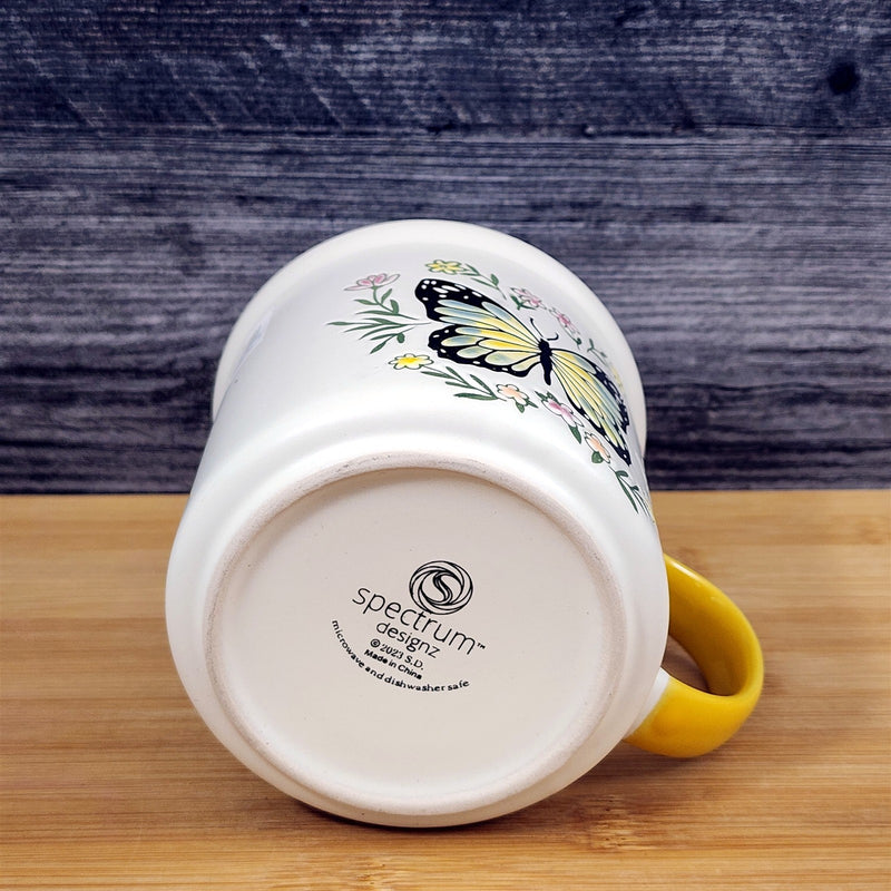 Load image into Gallery viewer, Butterfly Wildflower Coffee Mug Cottagecore Nature Garden Ceramic Cup Blue Sky
