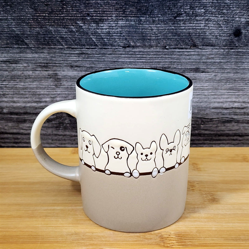 Load image into Gallery viewer, Dog Faces Coffee Mug 16 oz Tea Cup Ceramic Embossed by Blue Sky 16oz
